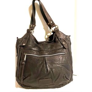 Elegant Black distressed Leather Tote Bag